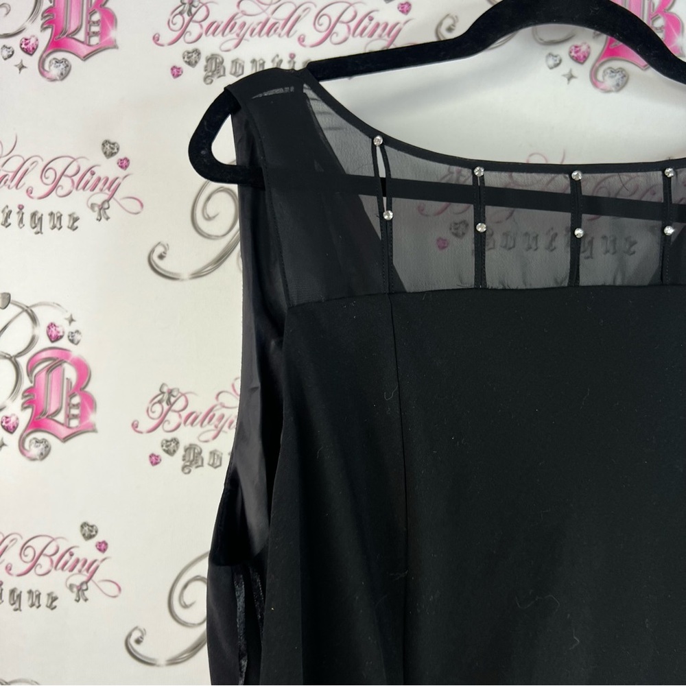 Cleocleo petite dress rhinestone bling cowl neck swoop Black Dress silver detail - Picture 5 of 13